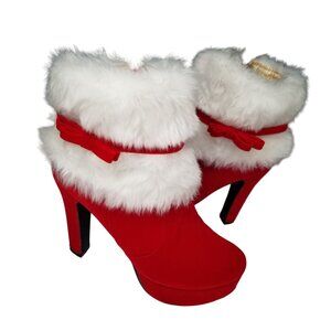 Santa High Heel Sexy for the Holidays. Red and White Fuzz